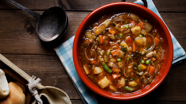 Italian minestrone in bowl