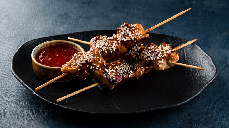 japanese yakitori grilled chicken skewers