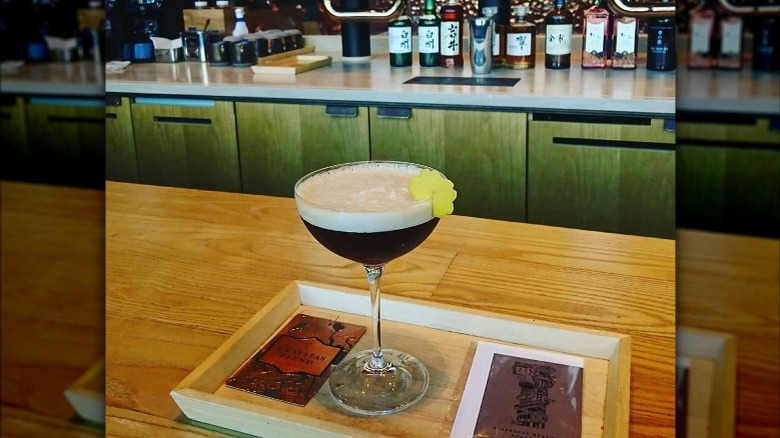 Coffee cocktail on bar