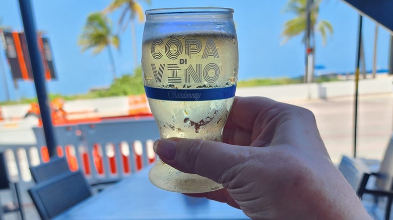 Wine glass with beach background