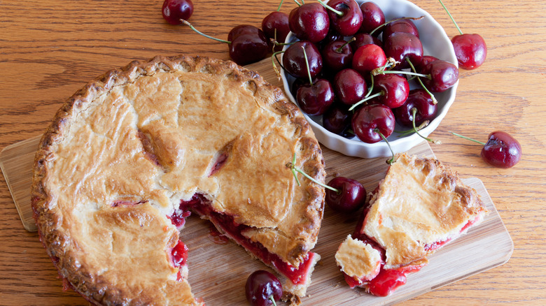 Cherry pie with whole cherries