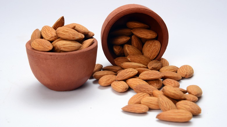 bowls of raw almonds