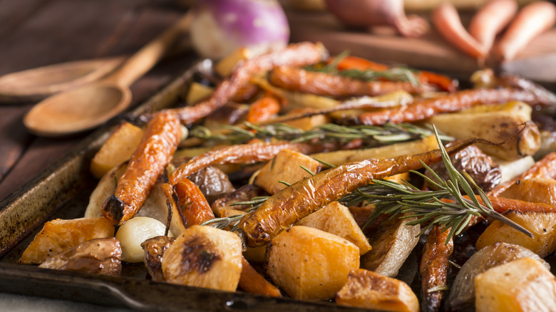 Roasted veggies on sheet pan