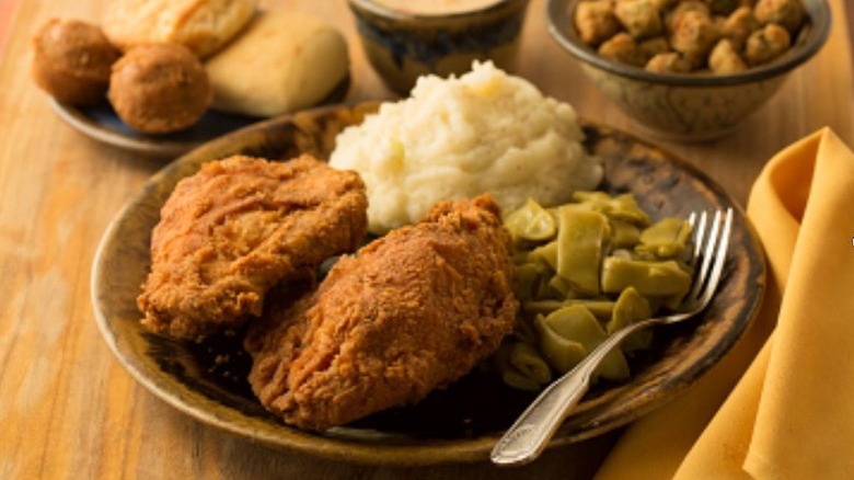 fried chicken with sides