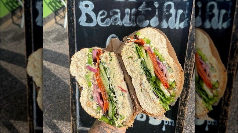 Vegan bagel sandwich sandwich