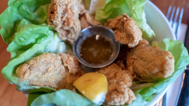 Plate of fried oysters