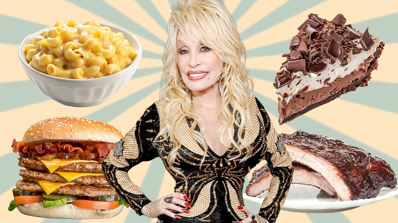 Dolly Parton with her favorite foods