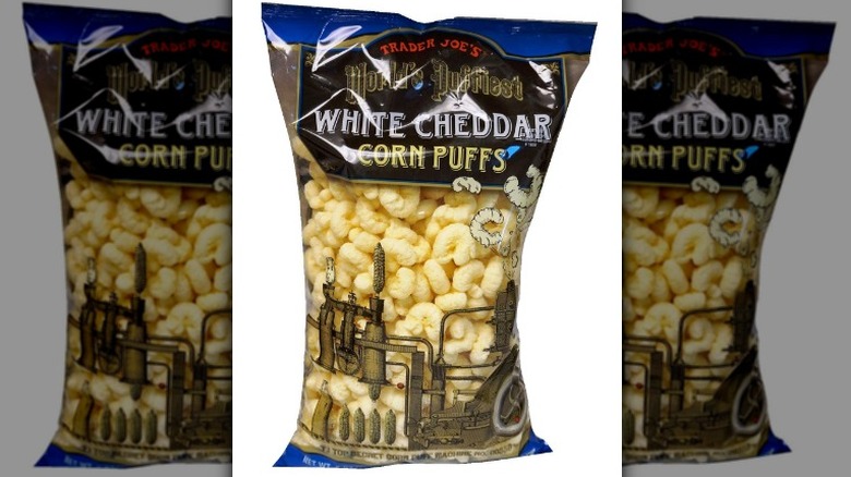 White cheddar corn puffs bag