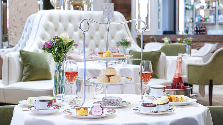 Elegant high tea and rose