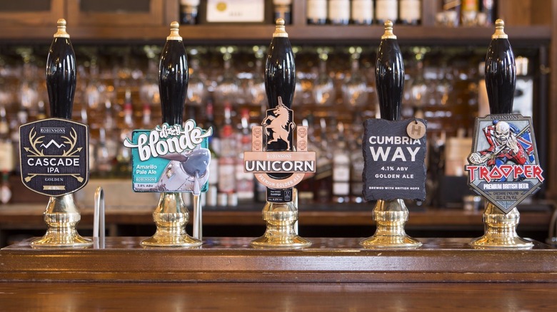 A selection of Robinsons beers in a pub