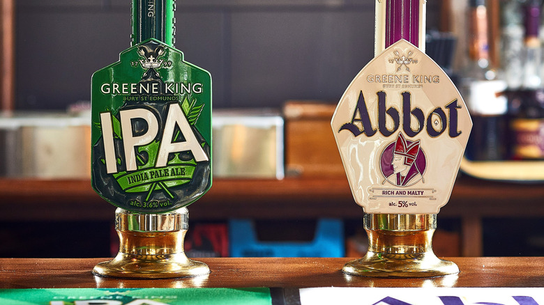Two of Greene King's most famous beers on tap