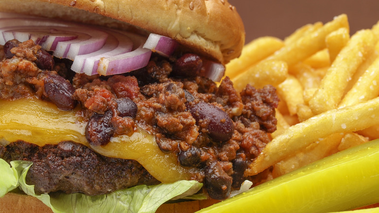 Chili on a burger