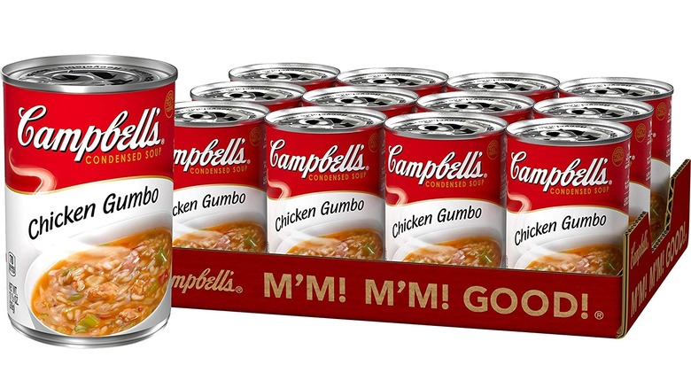 Campbell's chicken gumbo soup cans