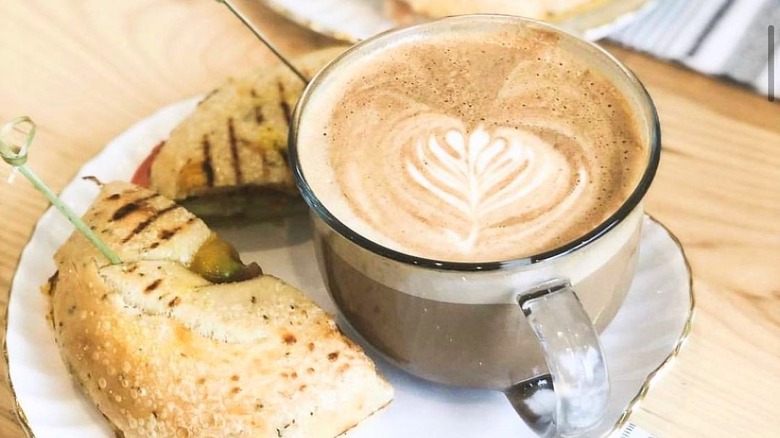 Cappuccino Latte Art Bagel Sandwich