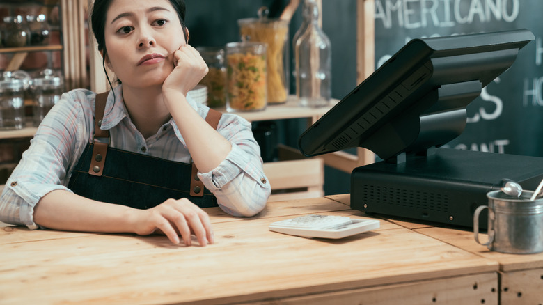 Apathetic staff on counter