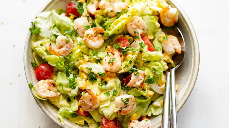 fresh shrimp salad with tomatoes