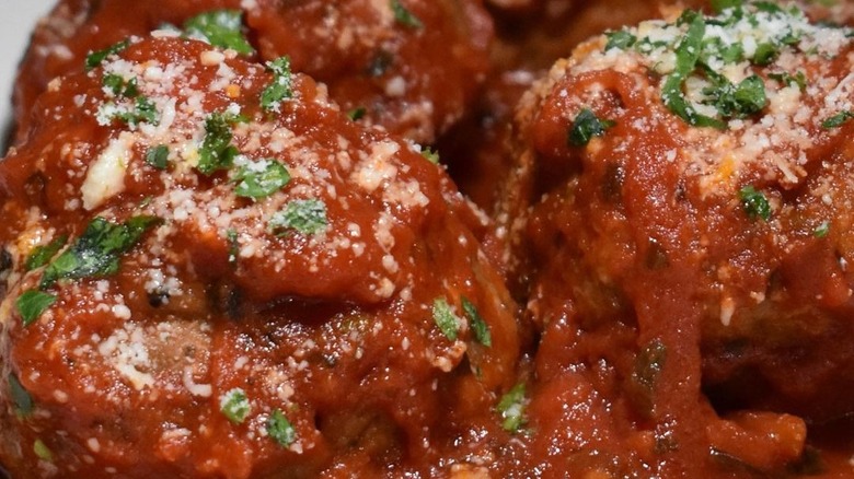 red sauce meatballs with cheese