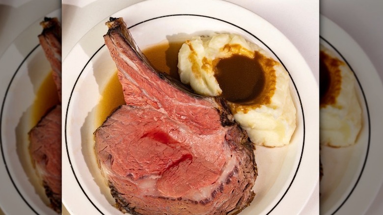 Prime rib with mashed potatoes