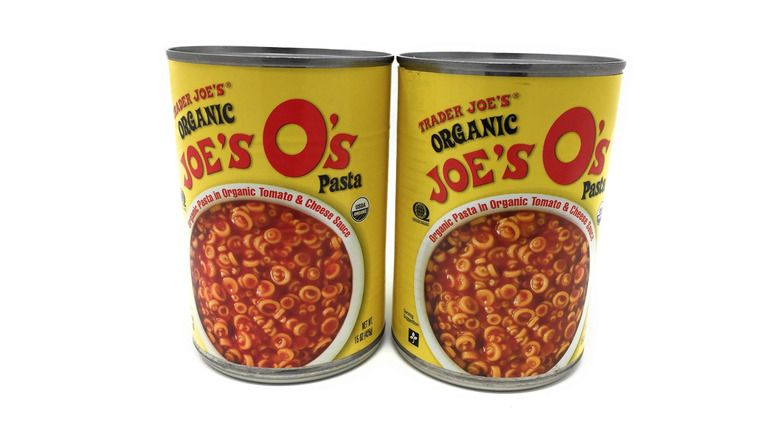 Two cans of Trader Joe's Organic Joe's O's Pasta