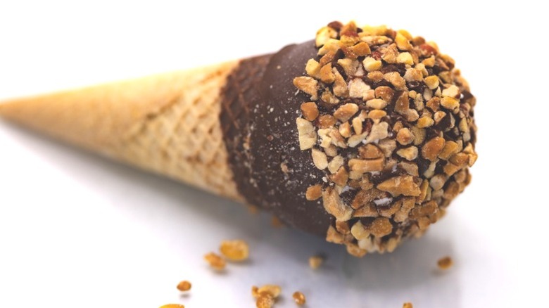 Drumstick ice cream sundae cone