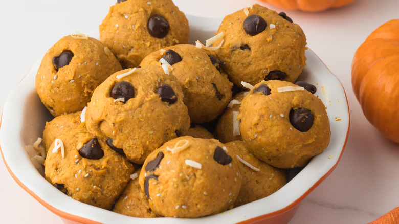 Bowl of pumpkin protein balls