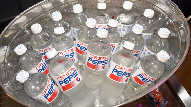 Bottles of Crystal Pepsi soda pop