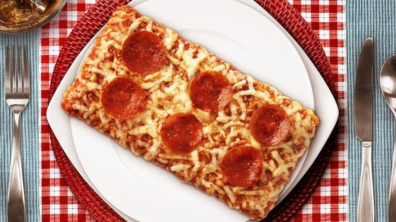 A slice of Ellio's pepperoni pizza