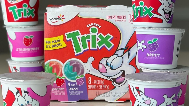 Packages of Trix yogurt