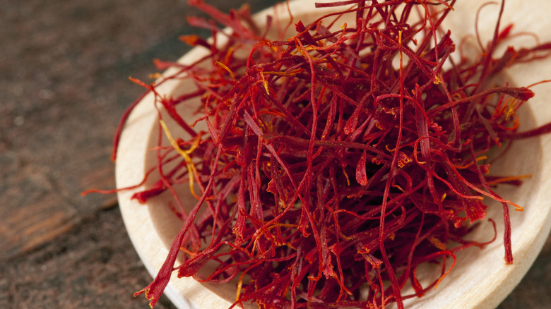 Saffron threads in bowl