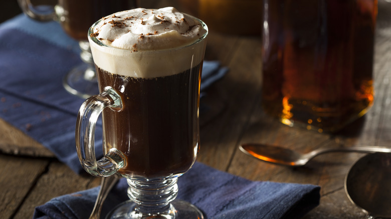 Irish coffee on table