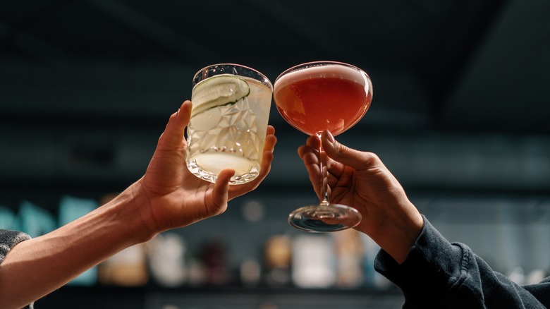 two cocktails in air