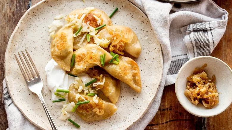 Pierogis with caramelized onions