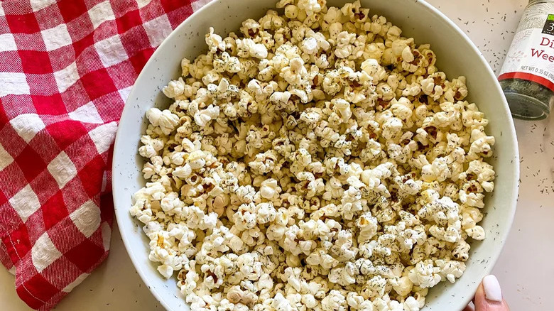 Ranch-seasoned popcorn in bowl