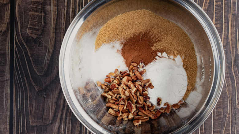 Streusel ingredients are shown in a bowl.