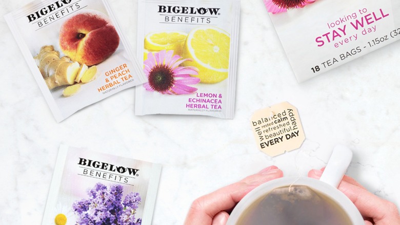 Boxes of Bigelow Benefits teas