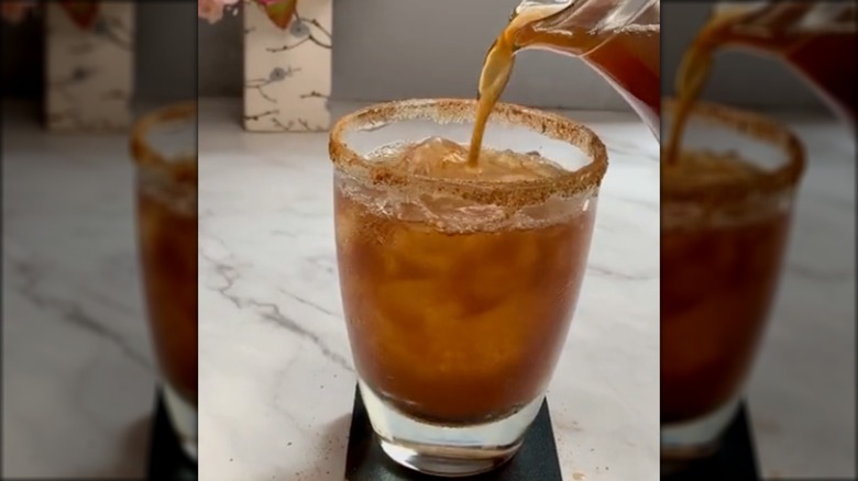 Honey and cinnamon rimmed cocktail