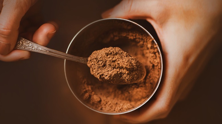 Cocoa powder in container