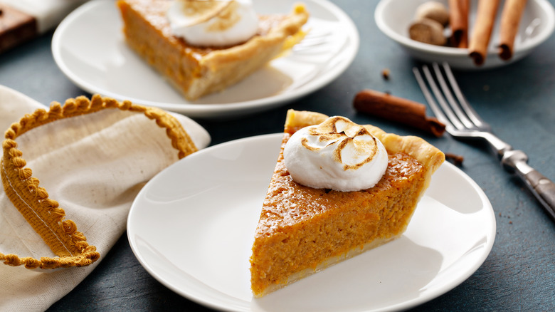 Pumpkin pie on plate