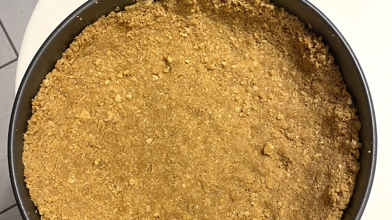 Graham cracker crust in pan