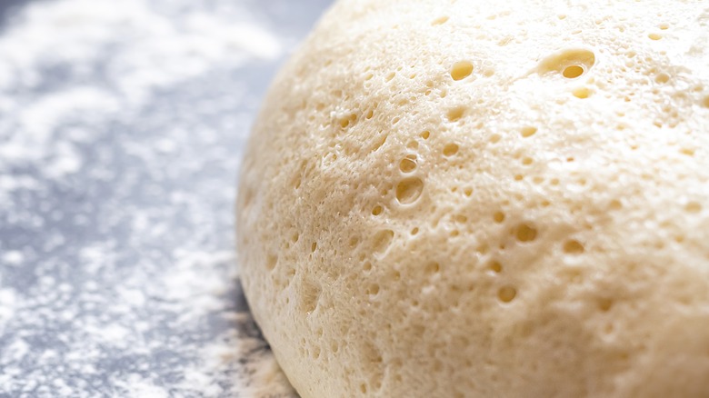 Dough proofing on table