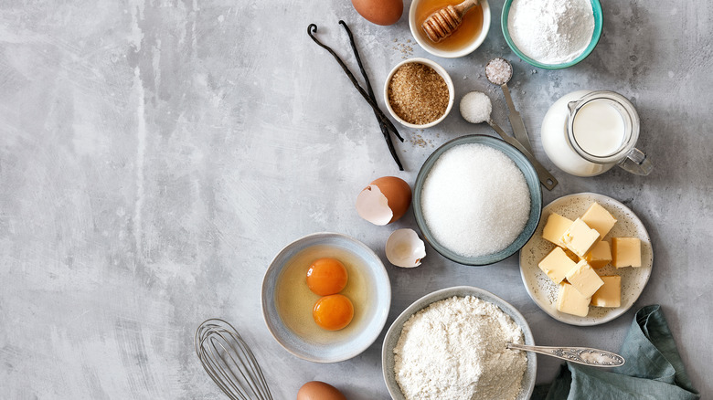 Baking ingredients on table