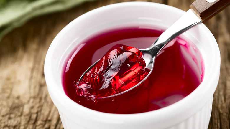 Red Jell-O in ramekin