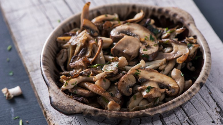 Various cooked mushrooms in bowl