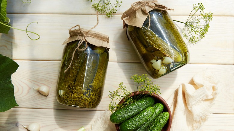 homemade pickles in jars