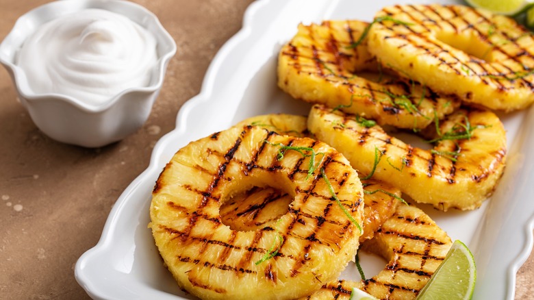 grilled pineapple on plate