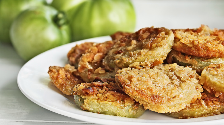 Plate of fried green tomatoes