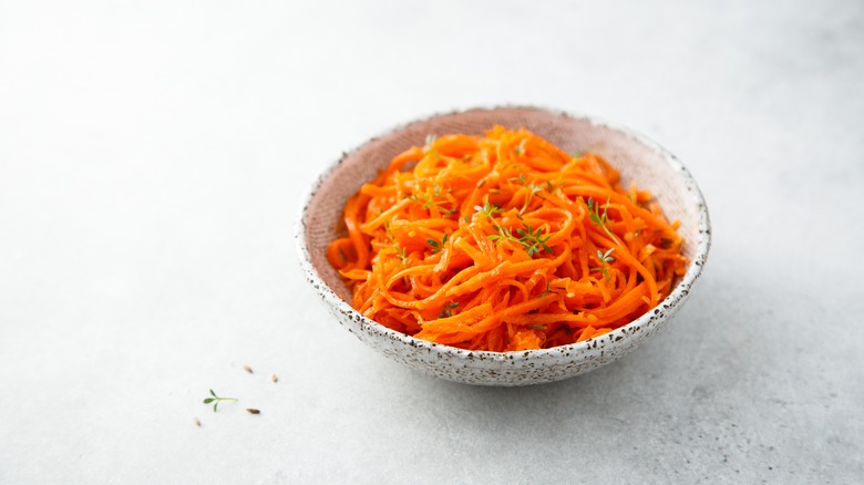 Bowl of pickled carrots