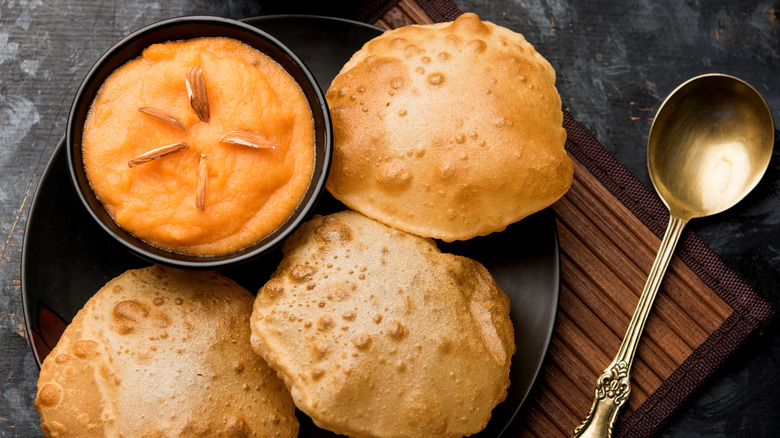 Sooji halwa and puri