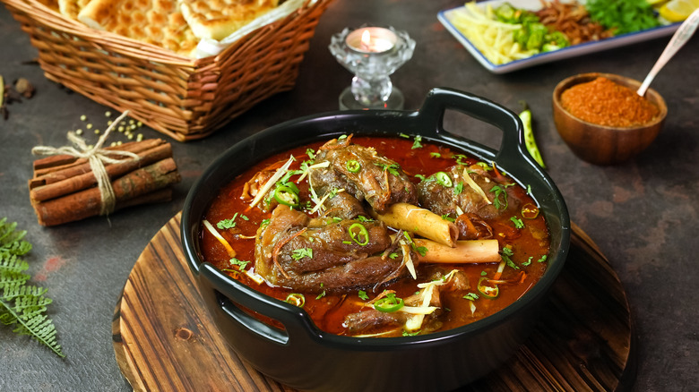 Nihari in a black bowl