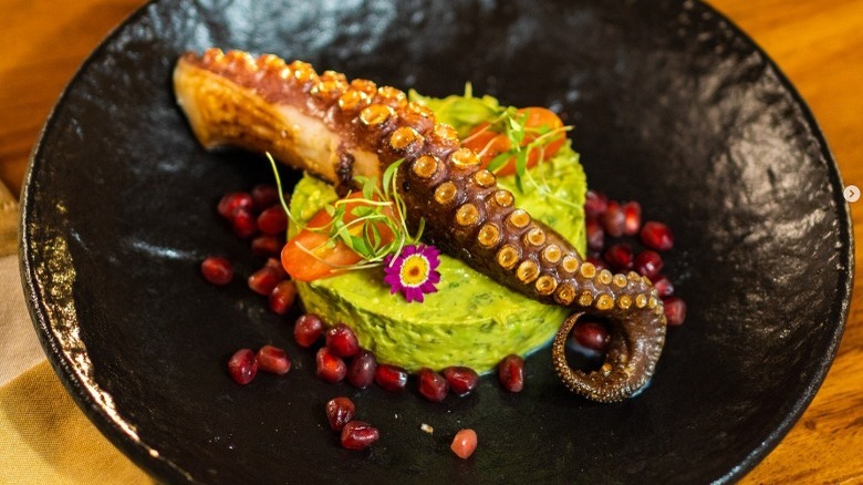 Octopus and pomegranate seeds